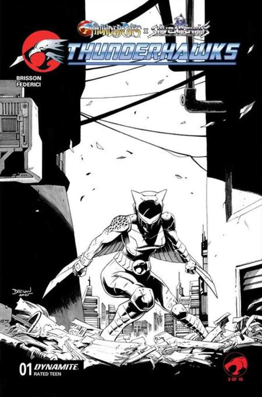 Thundercats X Silverhawks Thunderhawks #1 Cover I 1 in 10 Declan Shalvey Line Art Variant