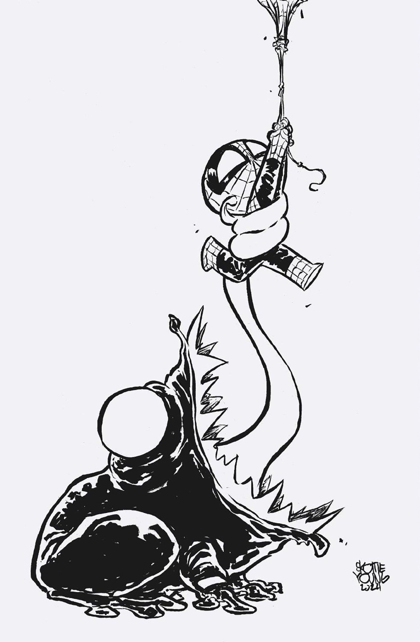 Amazing Spider-Man #67 Skottie Young 8 Deaths Of Spider-Man Black And White Full Art Variant