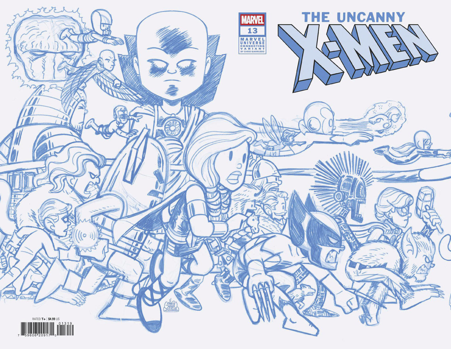 Uncanny X-Men #13 Chris Giarrusso Marvel Universe Connecting Blue Line Sketch Wrap Variant N