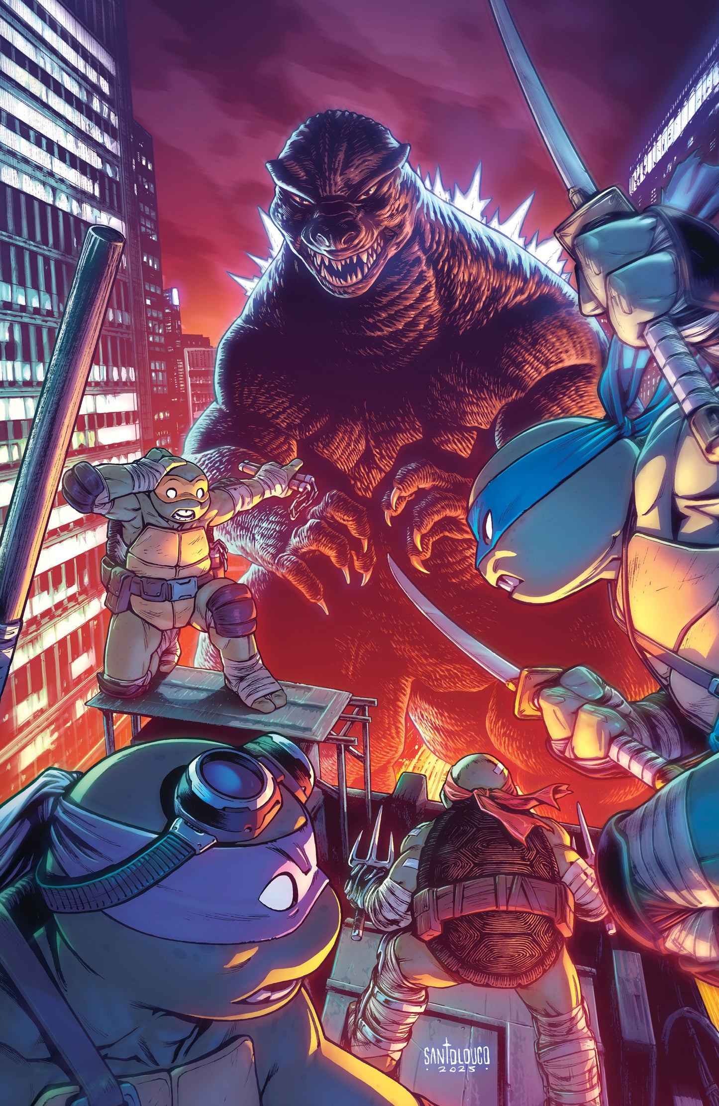 Teenage Mutant Ninja Turtles X Godzilla #2 Variant Ri (25) (Santolouco Full Art)