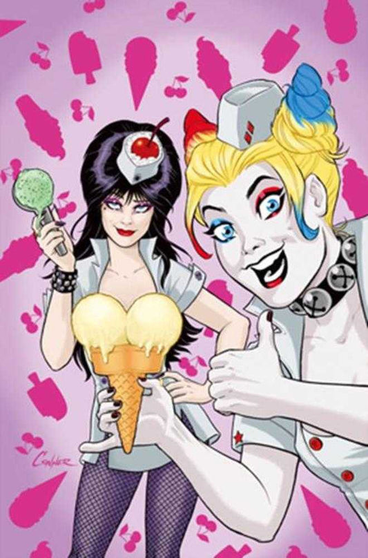 Harley Quinn X Elvira #2 Cover S 1 in 25 Amanda Conner Ice Cream Full Art Variant