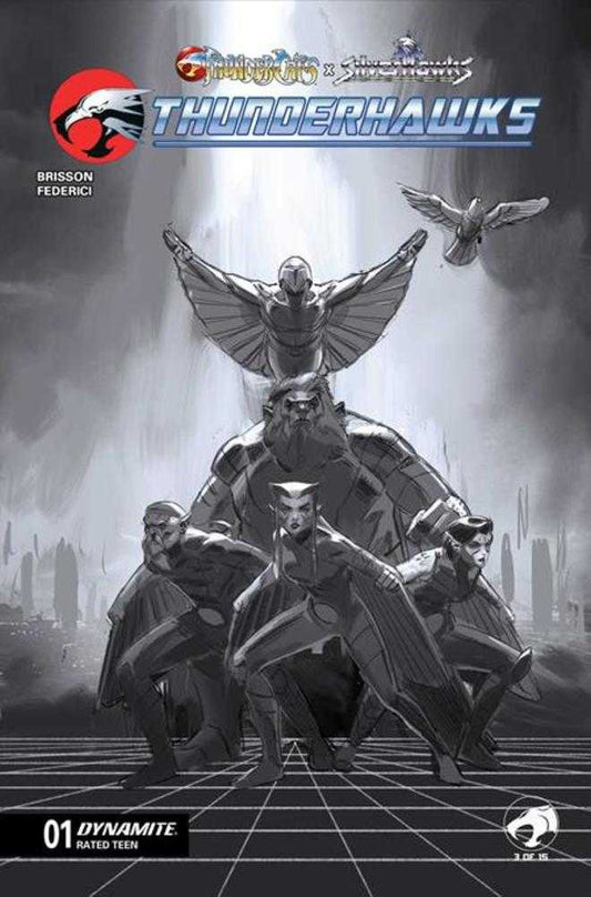 Thundercats X Silverhawks Thunderhawks #1 Cover J Inc 1:15 Marco Failla Black & White Variant