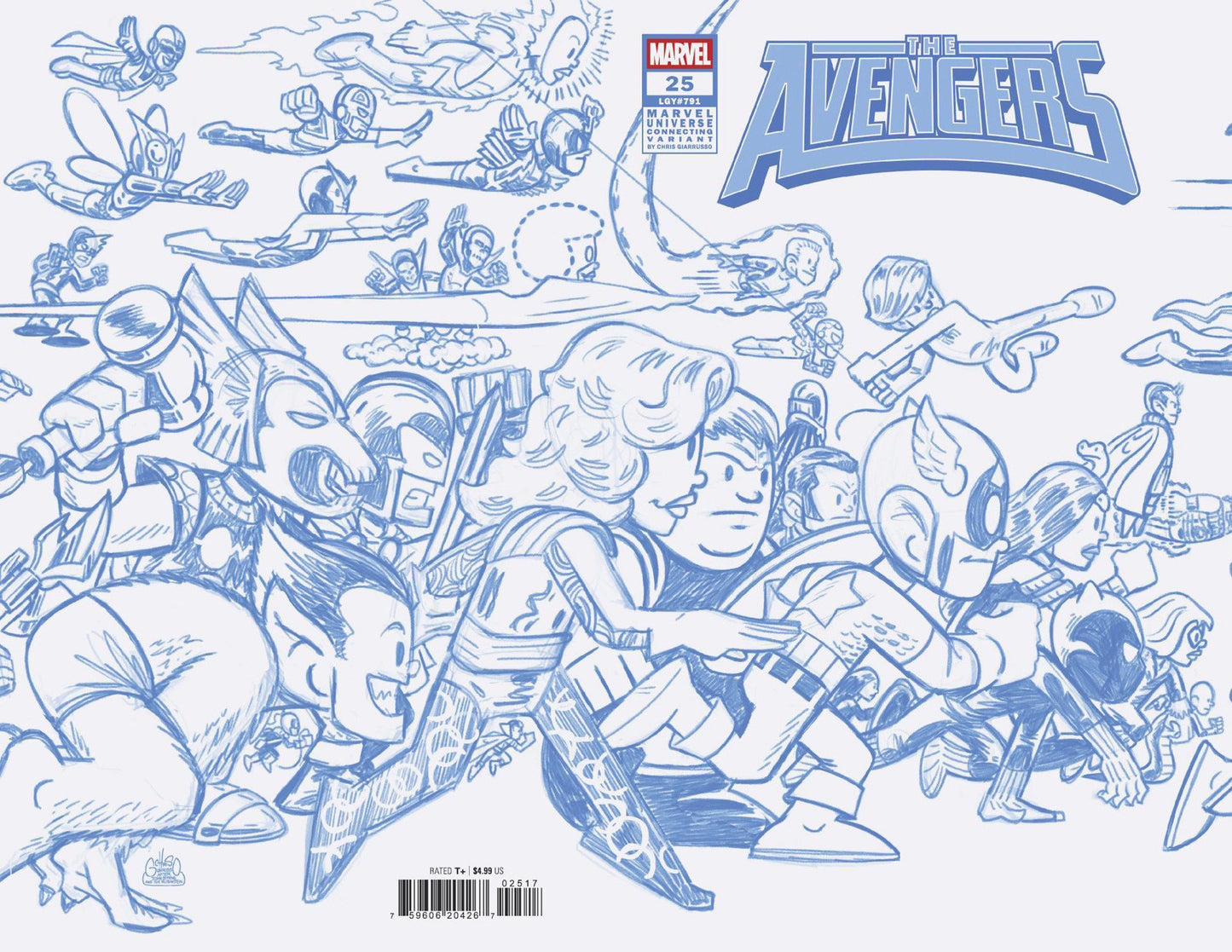 Avengers #25 Chris Giarrusso Marvel Universe Connecting Blue Line Sketch Wrap Variant B [Doom]