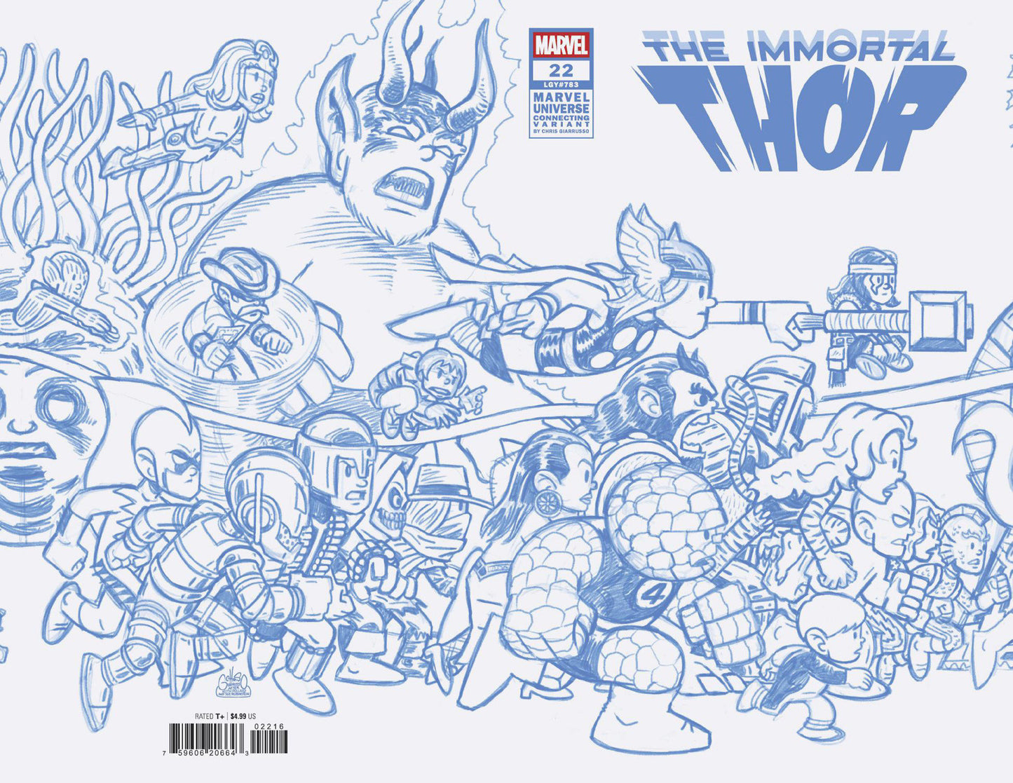Immortal Thor #22 Chris Giarrusso Marvel Universe Connecting Blue Line Sketch Wrap Variant M
