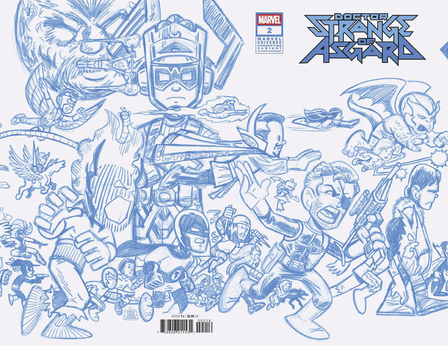 Doctor Strange Of Asgard #2 Chris Giarrusso Marvel Universe Connecting Blue Line Sketch Wrap Variant D [Doom]